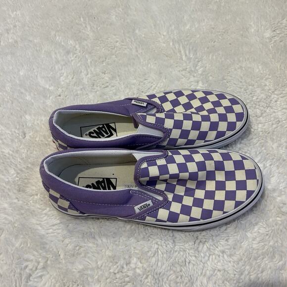 Vans Classic Slip On Checkerboard Women's 8 Men's 6.5 In Purple Skater Grunge - Picture 2 of 6
